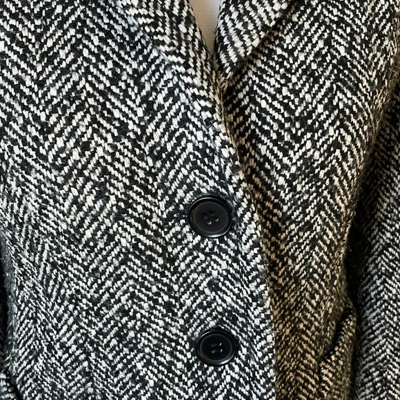 J. Crew Black White Tweed Herringbone Blazer Fully Lined Size 4 CS - Picture 2 of 5
